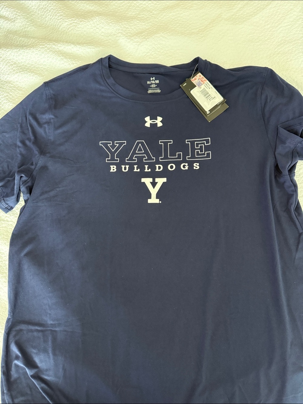 Under Armour Navy Yale Bulldogs Short Sleeve Tee with White Logo